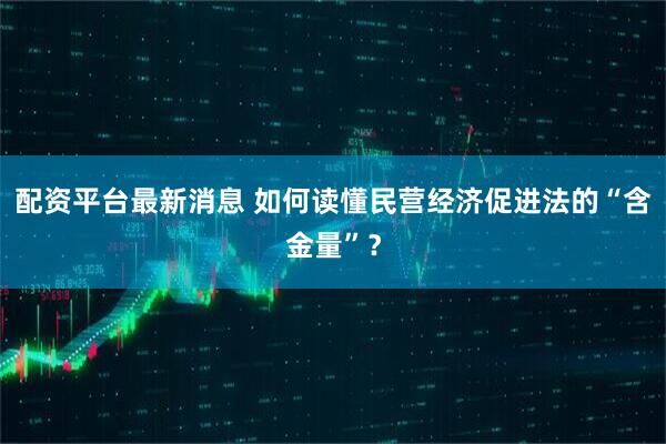 配资平台最新消息 如何读懂民营经济促进法的“含金量”？